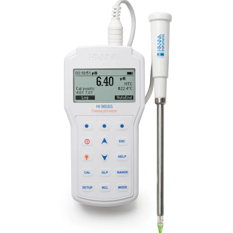 Máy đo pH/°C cầm tay chuyên nghiệp HI98165 dành cho phô mai, hãng Hanna Instruments