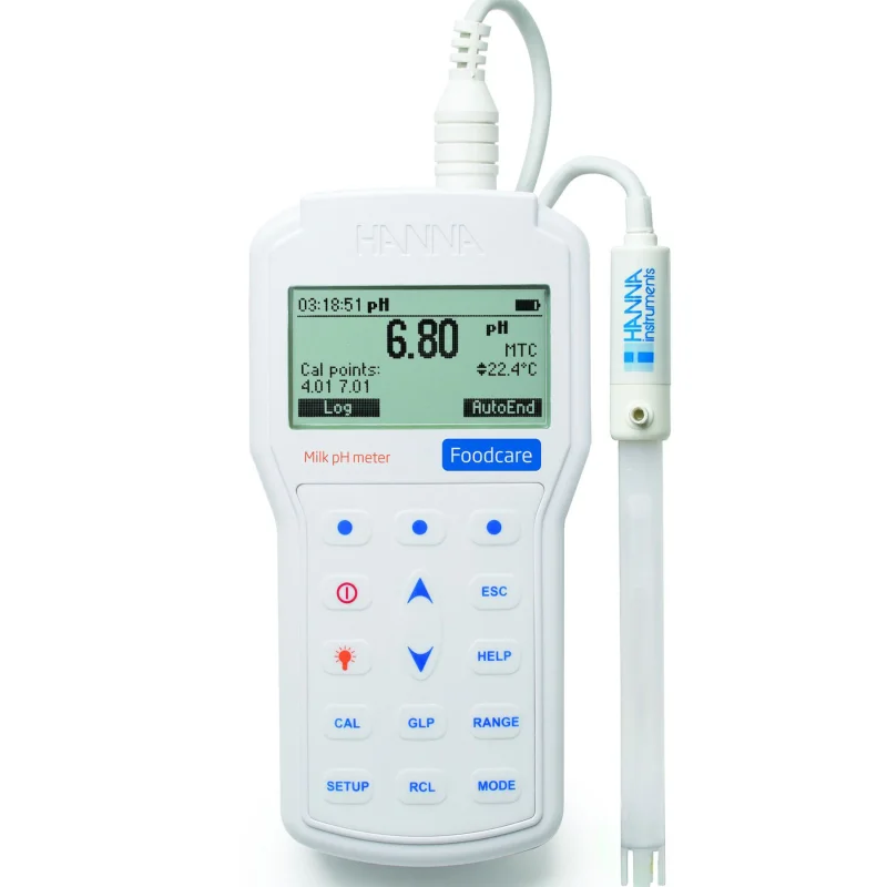 Máy đo pH/°C cầm tay chuyên nghiệp HI98162 dành cho sữa, hãng Hanna Instruments