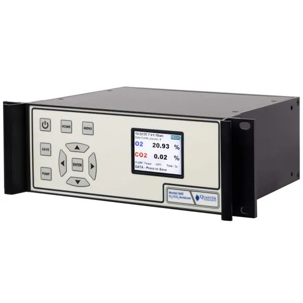 Máy phân tích O2/CO2 gắn tủ rack Q42 2U, hãng Quantek Instruments