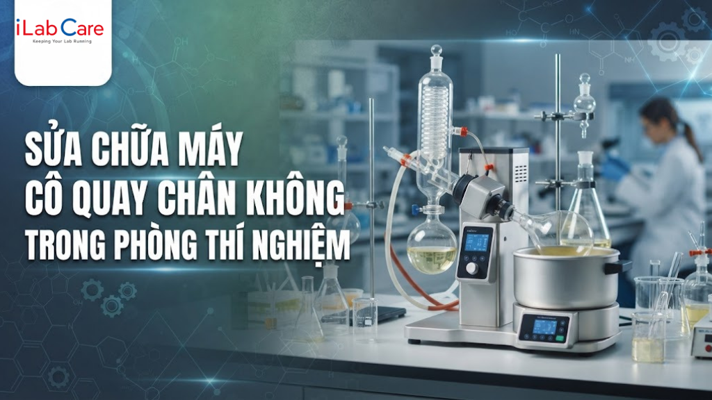 Sửa chữa máy cô quay chân không trong phòng thí nghiệm